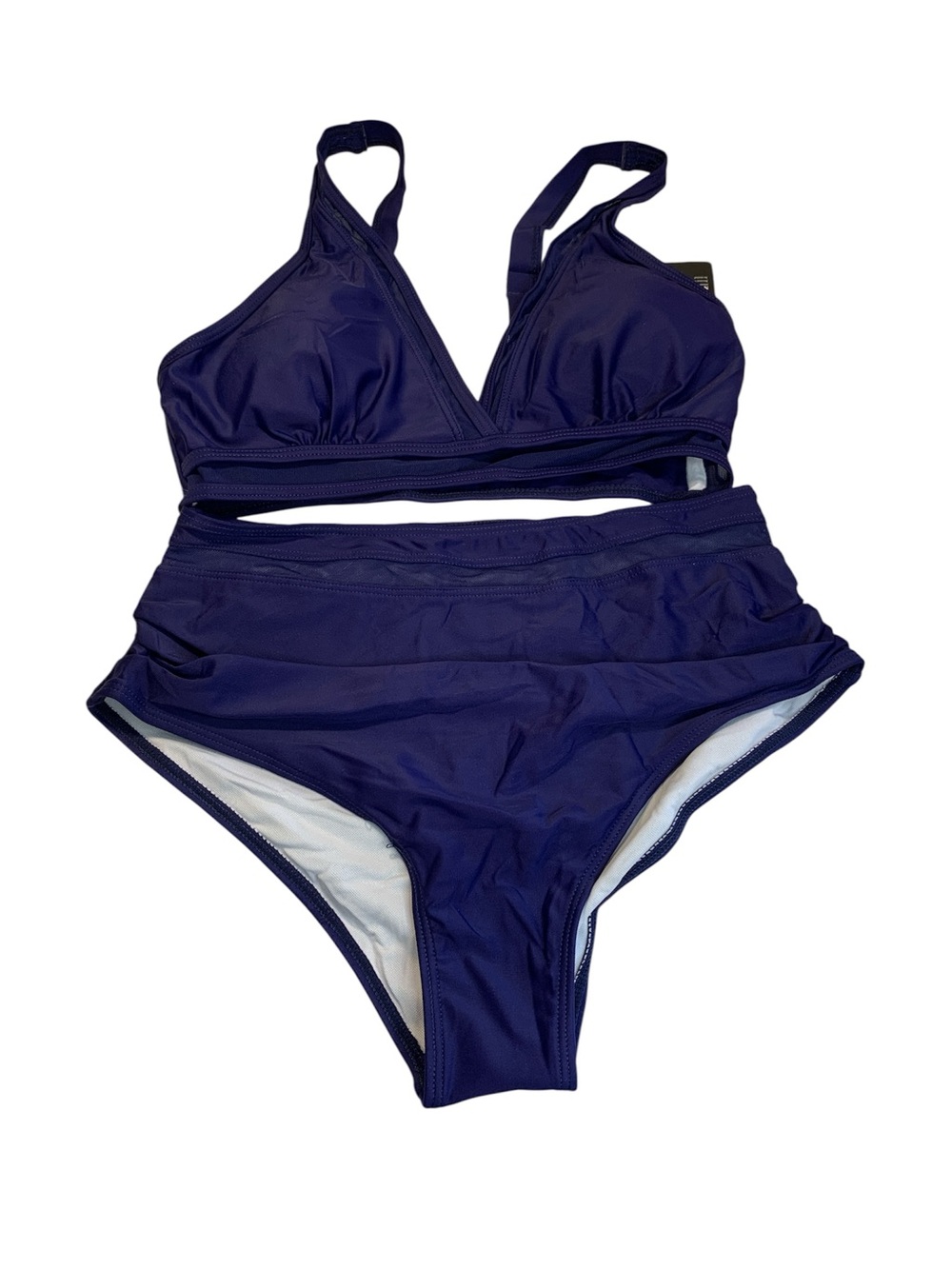 Nomolo women’s Deep Navy High-Waist Two-Piece Bikini Set